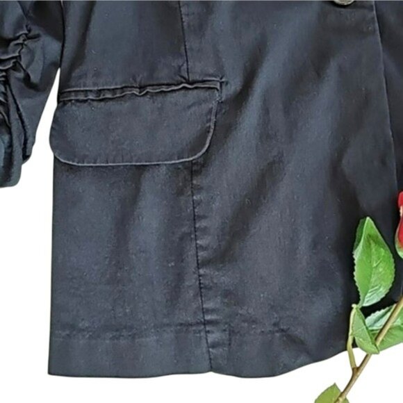 Torrid Women's Black Suit Jacket Blazer Size 1X Tuxedo Style Office Ruche Sleeve - Picture 5 of 16